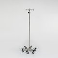 Midcentral Medical SS IV Pole W/thumb knob, 2-Hook Top, 6-leg SS Spider Base W/3" Ball Bearing Casters MCM295-2